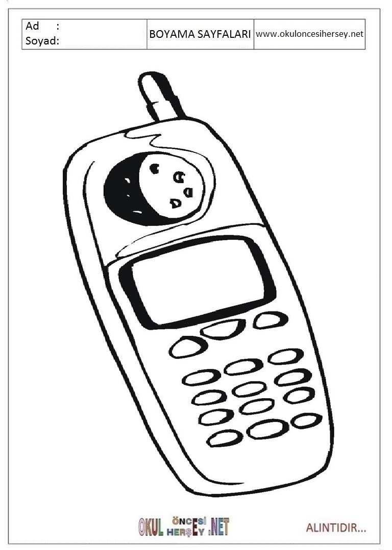 Çocuklar İçin Cep-Telefonu Boyama Sayfaları 